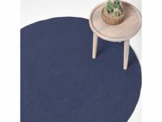 Homescapes tapis rond tissé à plat en coton bleu