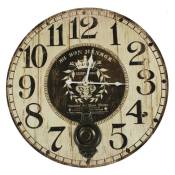 Horloge Ancienne Balancier Au Bon Ménage 58cm - Bois