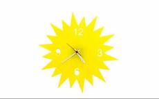 Horloge murale soleil jaune