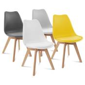 Idmarket - Lot de 4 chaises scandinaves sara - Mix color gris foncé, gris clair, blanc et jaune - Multicolore - Multicolore