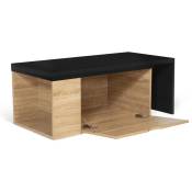 Idmarket - Table basse rotative bois et noir 360° lizzi extensible avec coffre - Noir