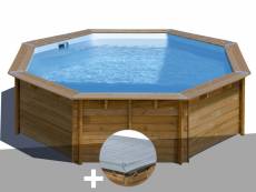 Kit piscine bois gré violette 2 ø 5,00 x 1,27 m + bâche hiver