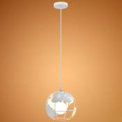 Lampe Suspension Globe Suspensions Luminaires E27 Abat-jour Métal pour Salon Chambre Couloir Bar - Blanc - Blanc