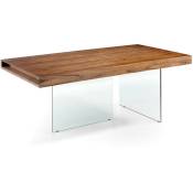 Les Tendances - Table moderne bois noyer et pieds verre