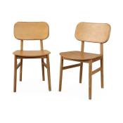 Lot de 2 chaises en bois d'hévéa, forme courbée