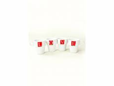 Lot de 4 mugs norcana 280ml céramique motif lettre l,o,v,e rouge