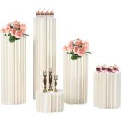 Lot de 5 vases en carton de mariage - Support de fleurs pliable - Colonne décorative - Blanc - Support de fleurs cylindrique pour mariage,