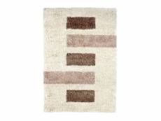 Mauranne - tapis à poils longs motifs rectangles beige 160x230