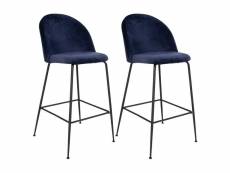 Meyrin - lot de 2 chaises hautes velours bleu et pieds