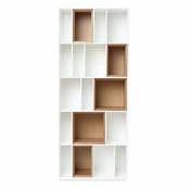 Miliboo - Bibliothèque modulable blanche et finition bois clair chêne L85 cm jazz - Bois clair / blanc