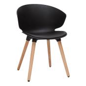Miliboo - Chaise design noir et bois clair massif wing - Noir