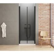 Otitec - Porte de douche battante 90 cm noir rhodes