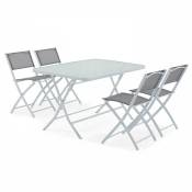 Oviala - Table de jardin et 4 chaises pliantes en acier