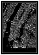 Panorama Tableau Carte Noir de New York 70 x 100 cm