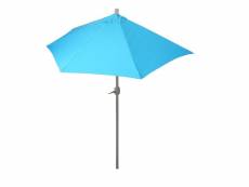 Parasol demi-rond parla, demi-parasol de balcon, uv 50+ polyester/acier 3kg ~ 300cm turquoise avec support