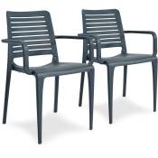 Park - Lot de 2 fauteuils de jardin en polypropylène renforcé anthracite Ezpeleta