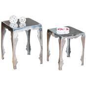 Pegane - Set de 2 tables d'appoint en aluminium couleur