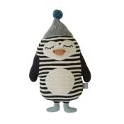 Peluche pingouin blanc en coton et polyester H26x18x6cm