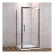 Porte de douche 76x90x185 cm porte pivotante cabine de douche verre securit