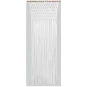 Rideau de porte Tressage macramé en jersey de coton - coloris blanc - 90 x 200 cm Morel