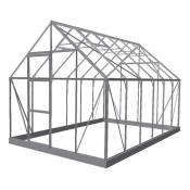 Serre de jardin Universal en verre horticole avec base 9.9m², Couleur Aluminium - Aluminium