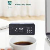 Snooze RéVeil NuméRique TempéRature et Humidité led Horloge Electronique Smartphone 10W Chargeur (Couleur Bois)