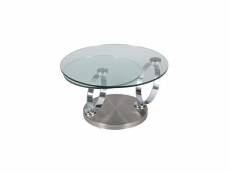 Table basse articulée acier-verre - verro - l 75 x l 75 x h 43 cm - neuf