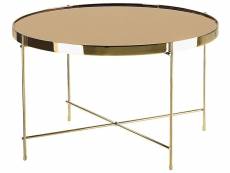 Table basse marron et dorée ronde d 63 cm lucea 201734