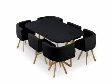 Table et chaises oslo xl noir et simili noir
