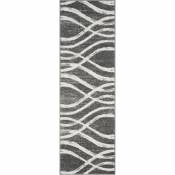 Tapis d'intérieur vague moderne en détresse tissé à la puissance, collection Adirondack, ADR125, en gris charbon & ivoire, 76 x 244 cm par Safavieh