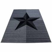 Tapis gris pour salon étoile design Hipora Gris 80x150 - Gris