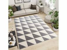 Tapiso maroc tapis moderne motif 3d triangles gris