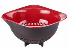 Tefal Ingenio Passoire Plastique, Ustensile de cuisine, Rebords ergonomiques, Bec verseur, Pratique et solide K2070614 noir et rouge 1 - pack