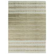 Thedecofactory - terra cotton bande externe - Tapis 100% coton blanc-sable 120x170 - Blanc sable