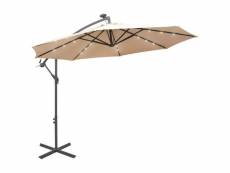 Vidaxl parasol avec éclairage led 300cm poteau en métal sable 42970