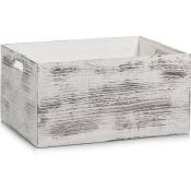 Zeller - rustic blanc boîte de rangement, bois - couleur blanc, 40x30x20 cm