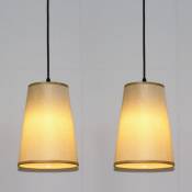 2 Pcs Suspension Luminaire Moderne Lampe à Suspension Plafonnier Lustre Abat-jour Textile Jaune Clair - Jaune Clair