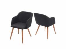 2x chaise de salle à manger hwc-d71, chaise de cuisine, design rétro, accoudoirs, tissu ~ gris anthracite