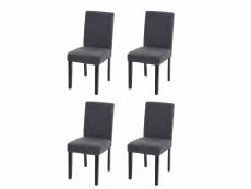 4x chaise de salle à manger chaise de cuisine littau ~ textile, gris anthracite, pieds foncés