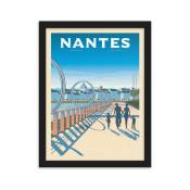 Affiche Nantes France - Anneaux + Cadre Bois noir 30x40