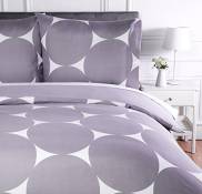 Amazon Basics Parure de lit avec housse de couette en microfibre, 260 x 240 cm, Violet à pois (Purple Mod Dot)