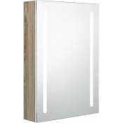 Armoire de salle de bain à miroir LED blanc et chêne 50x13x70cm vidaXL - blanc et chêne