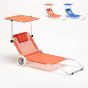 Beach And Garden Design - Transat de plage pliant en aluminium avec roues et pare soleil Banana Couleur: Orange