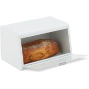 Boîte à pain en acier inoxydable, viennoiseries, HxLxP: 20,5x34,5x23,5 cm, pour la conservation, métal, blanc - Relaxdays