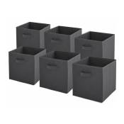 Box And Beyond - Lot de 6 bacs de rangement intissés pliables - Gris Anthracite - 31x31x31cm