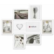 Cadre photo collage mdf bois shabby chic vintage blanc or pince pour photos images fleurs séchées 55 x 60 cm, cœur - blanc