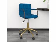 Chaise de qualité pivotante de salle à manger bleu velours - bleu - 47 x 48 x 86,5 cm