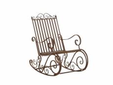 Chaise fauteuil à bascule rocking chair pour jardin en fer marron vieilli mdj10101