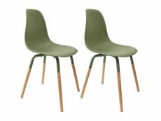 Chaise scandinave pieds métal et bois de hêtre phenix (lot de 2) vert