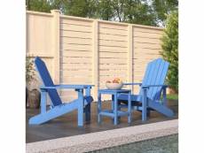 Chaises de jardin robuste adirondack avec table pehd bleu aqua